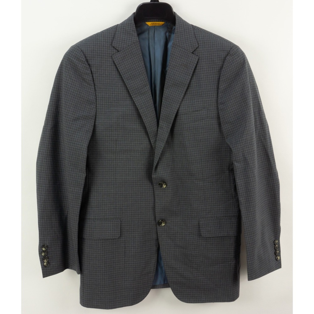 Hickey Freeman Carlo Barbera Super 140s Infinity Mens 38R Gray Blue Check Jacket